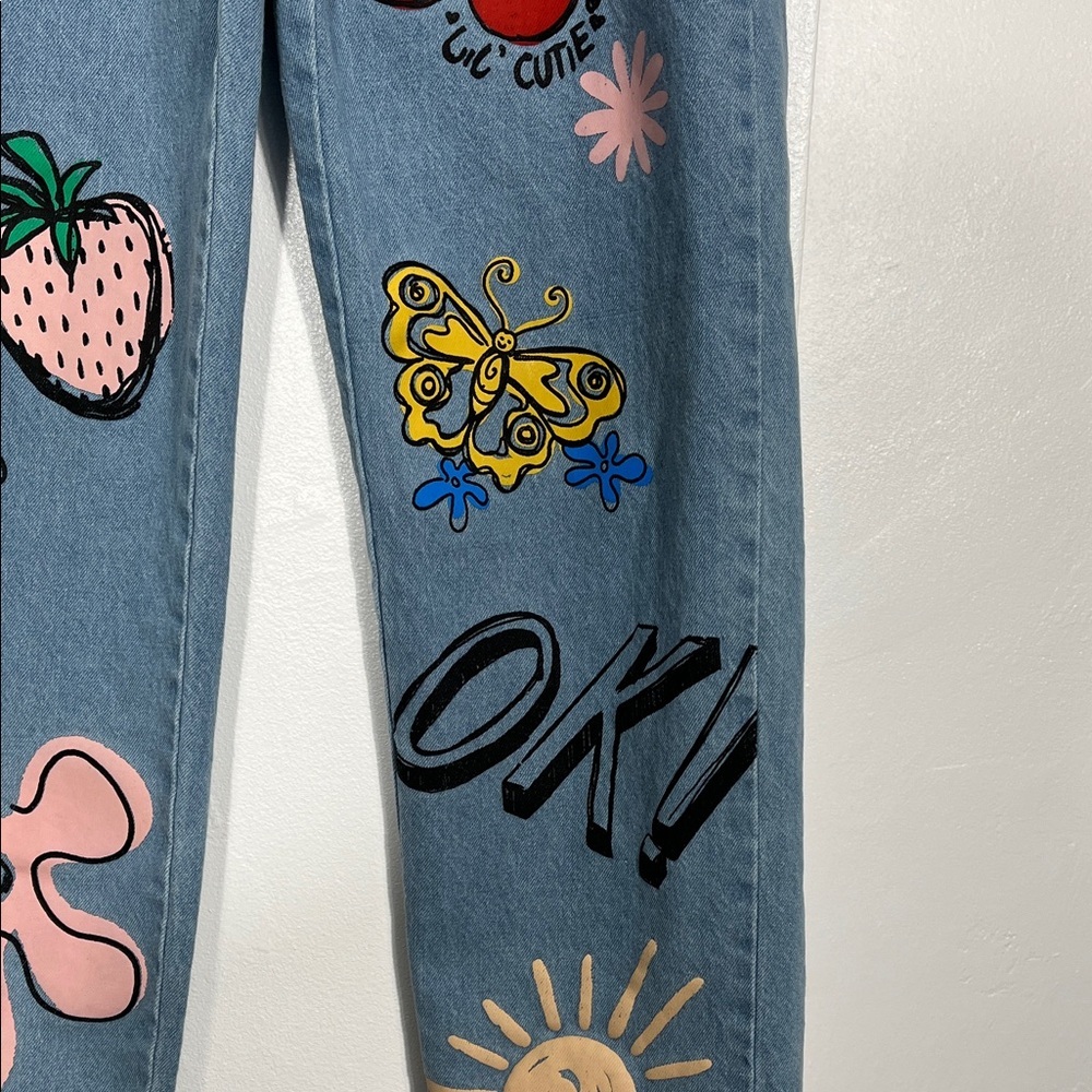 Daisy Street Graphic Straight Leg Jeans - Picture 4 of 11